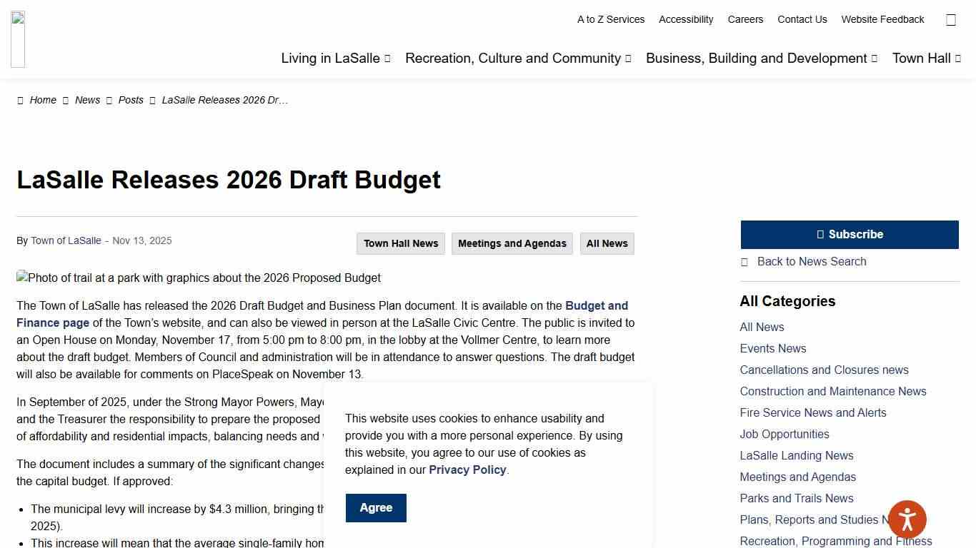 LaSalle Releases 2026 Draft Budget Town of LaSalle
