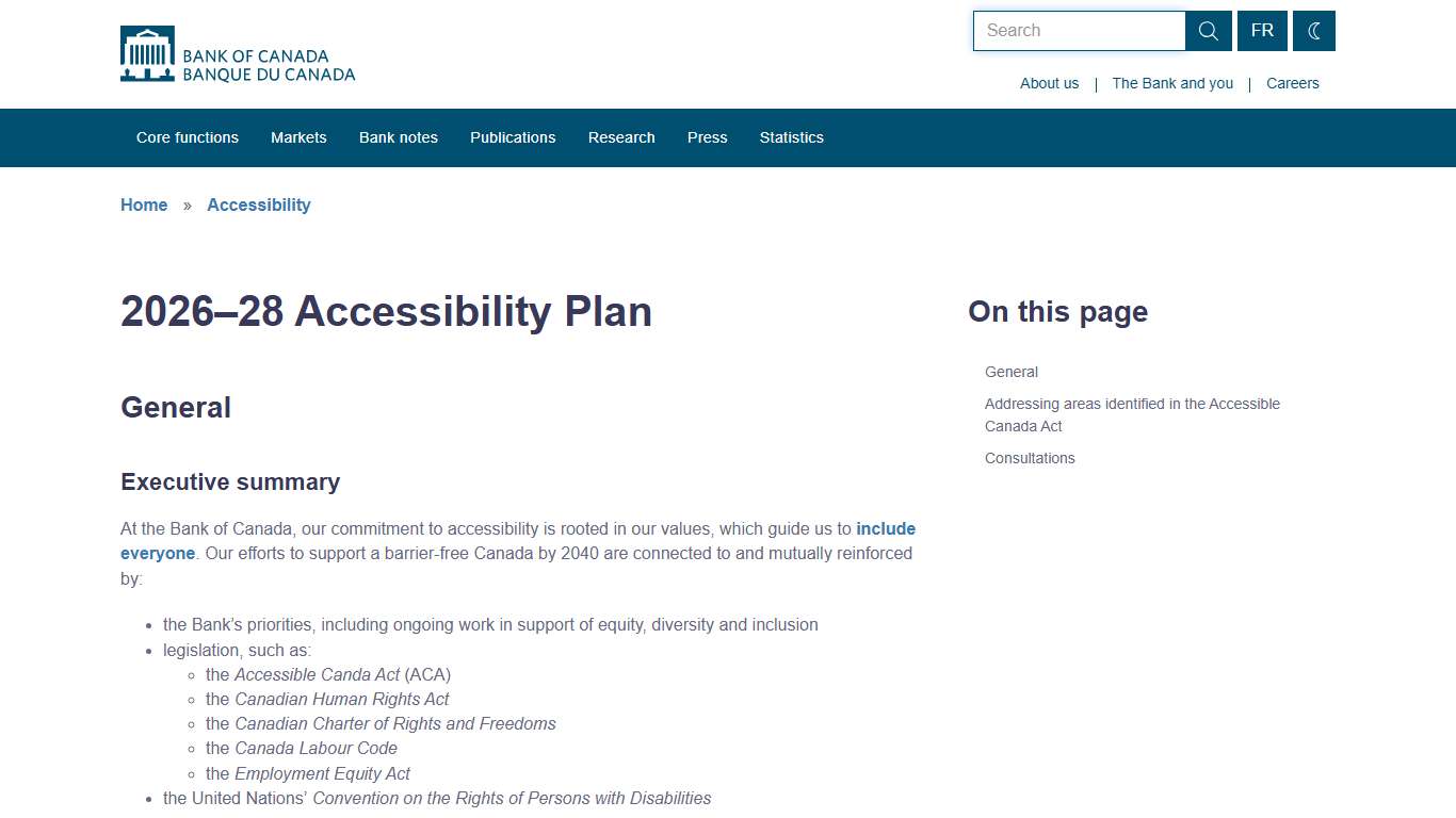 2026–28 Accessibility Plan - Bank of Canada